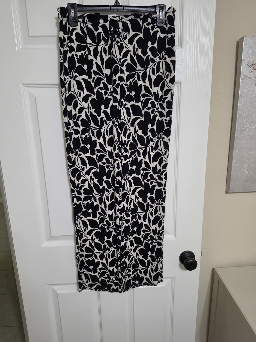 Maurices Black and White Floral Wide Leg Pants